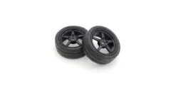 Kyosho Pre-Glued Tyres FZ02 5-Spoke Black 1:10 Fazer 2.0 (2) Medium