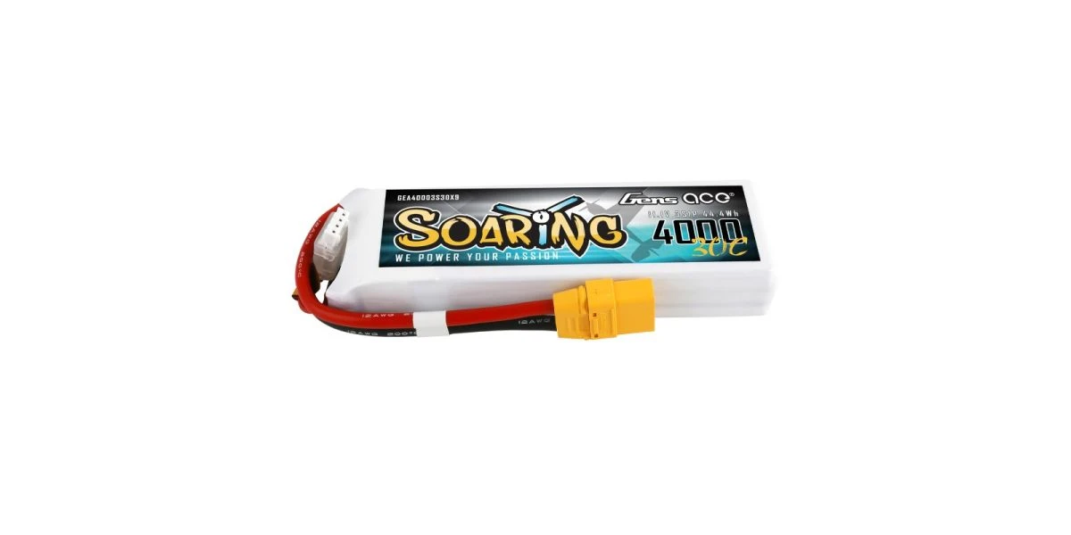 Kyosho Gens Ace Soaring LiPo 3S 11.1V-4000-30C (XT90) 136x42.5x22.5mm 290g 1 Kyosho Gens Ace Soaring LiPo 3S 11.1V-4000-30C (XT90) 136x42.5x22.5mm 290g